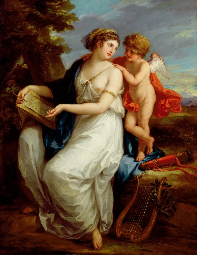 Angelika Kauffmann - Erato, la musa della poesia lirica con un putto, Roy Miles Fine Paintings
